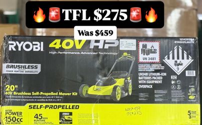 Ryobi 40V HP 20" Brushless Self-Propelled Mower Kit