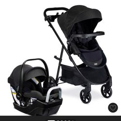 Britax Willow Brook S+ Baby Travel System, Infant Car Seat and Stroller Combo - Raven Black