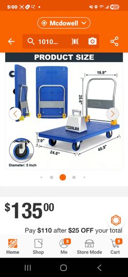 FOLDABLE PUSH HEND CAR PLATAFORM TRUCK 1320lb. NEW