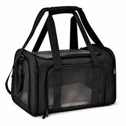 “New”Pet Carrier(15 Lb)limit Black,collapsable Breathable”Airline Approved”w/shoulder Strap(retail$59
