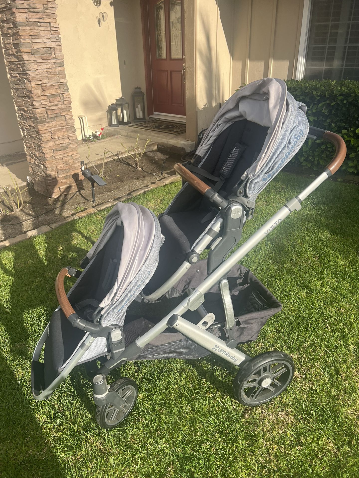 Uppababy Vista Double Stroller With Nuna Car Seat Adapters
