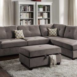 Brand New Charcoal Grey Sectional Sofa 