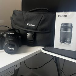 Brand New Canon Rebel T7 with a bag and a 75-300mm lens