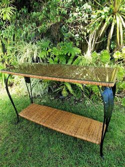 Retro Rattan Console Table
