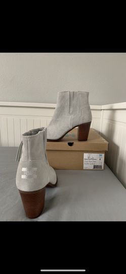 TOMS Majorca High Rise Peep Toe Quilted Grey Suede Boot Women's 8