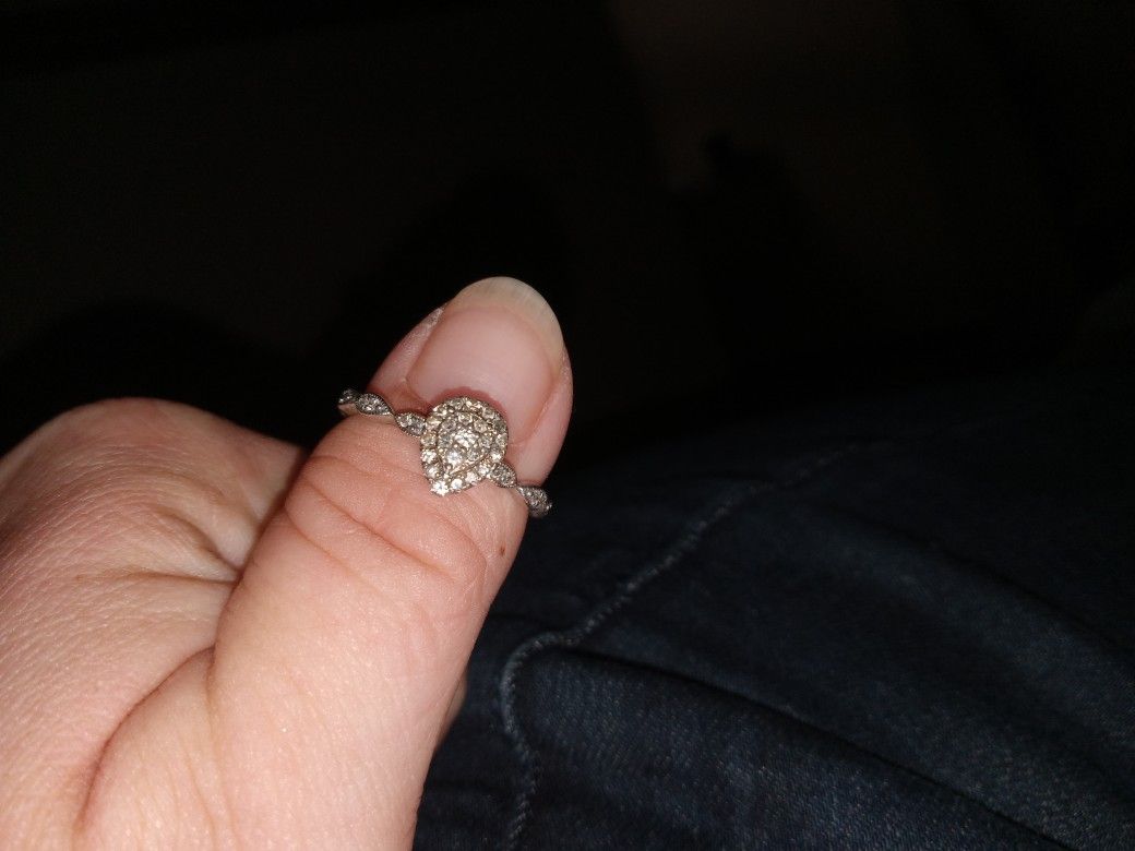 Art Deco Wedding Ring , Sterling Silver And Diamonds 1/3 CT