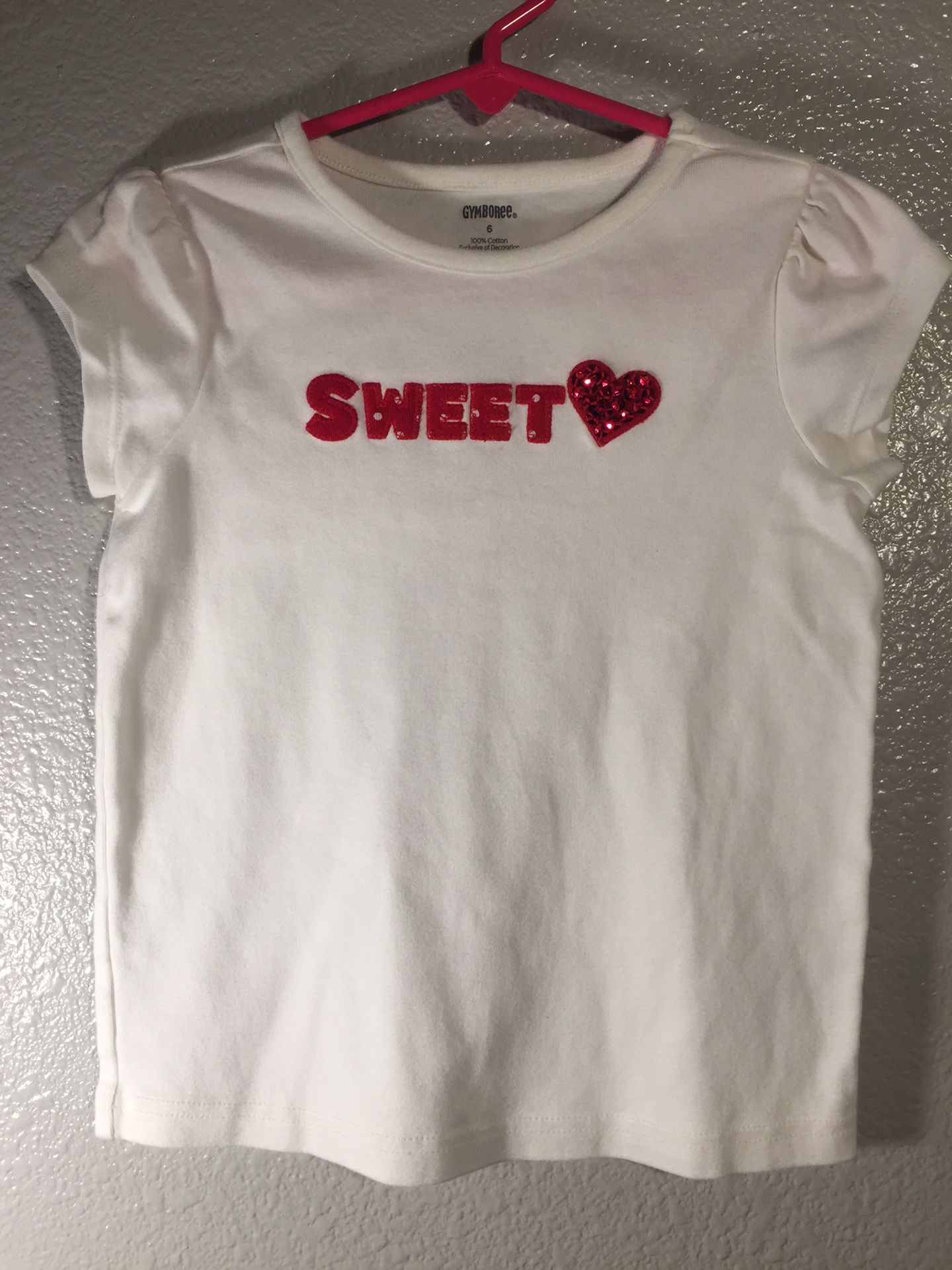 Gymboree white sweet tee shirt kids clothing girls shirt heart size 6