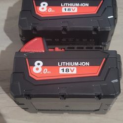2 PACK For Milwaukee M18 LITHIUM 8.0 AH Extended Capacity Battery 18V 48-11-1860