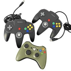 🎮 3 Controllers Bundle – Retro N64 Style + Xbox Controller