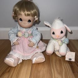 Precious Moments Porcelain Doll and Lamb 1999