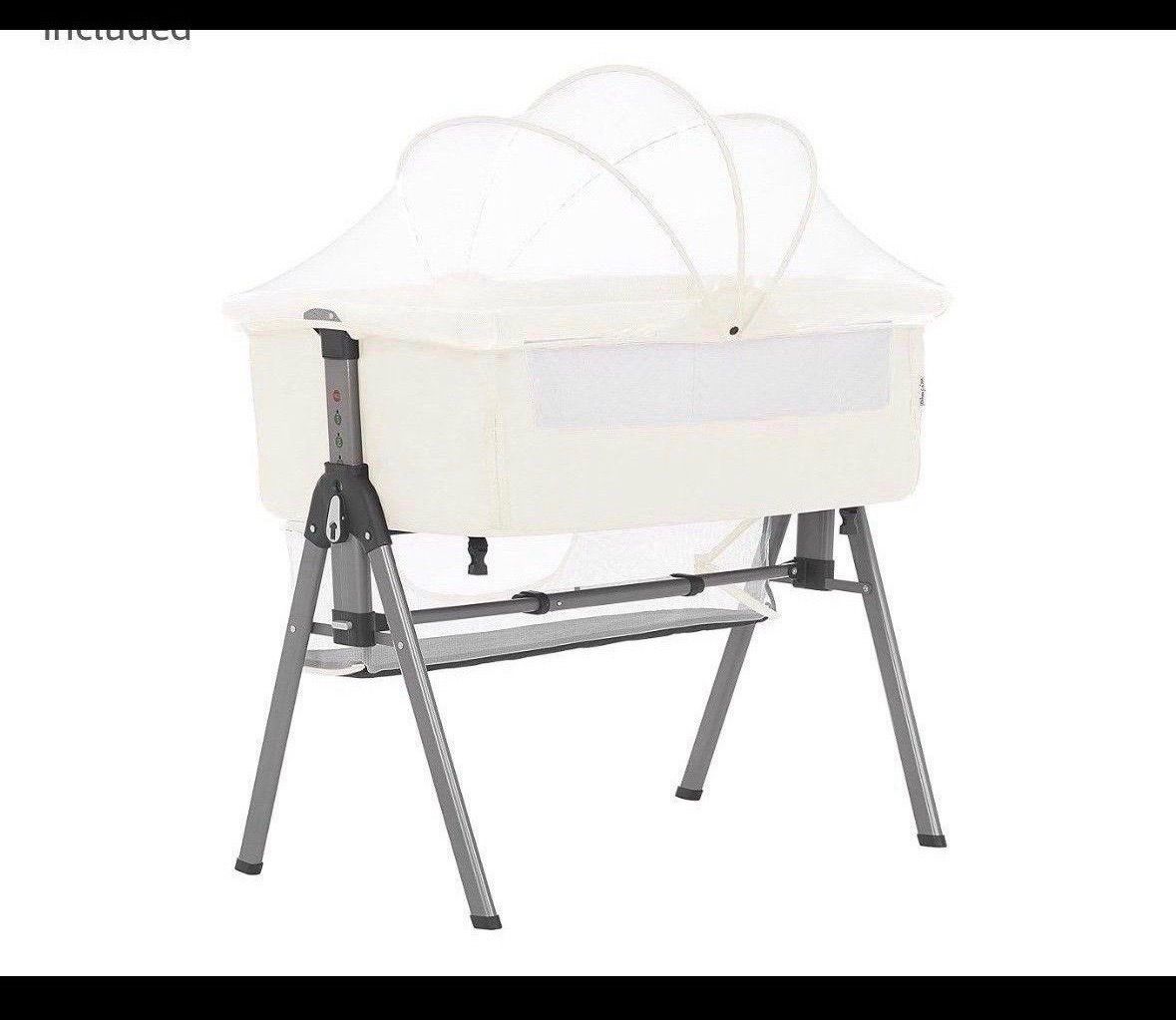 Dream On Me Lotus Bassinet And Bedside Sleeper In ivory, Lightweight And Portable Baby Bassinet, Adjustable Height Position, Easy To Fold And Carry Tr