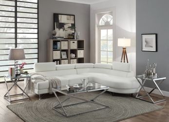 Brand New White Leather Modern Style Sectional Sofa