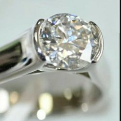 7mm (1.5 CT) Solitaire Moissanite 4Prong Antique Engagement Ring 14K Real White Gold Over