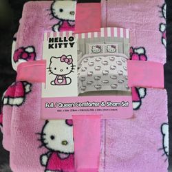 Hello Kitty Pink Bed Comforter & Sham Set