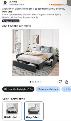Full size bed frame with storage drawers