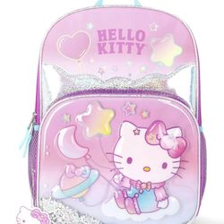 Sanrio Hello Kitty "On A Cloud " Girls' 17" Graphic Backpack and Keychain