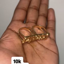 Double Finger Nugget Ring 10k