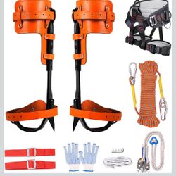 Open Box Tree Climbing Gear, Cowhide Leather Tree Climbing Spikes Set, Height-Adjustable Tree Climbing Spurs for Tree Work, Tree Trimming, Tree Cuttin
