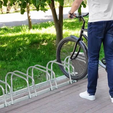 New 6 Bike Rack Bicycle Floor Parking Stand for Mountain Bike Road Bike Indoor Outdoor Garage, Adjus