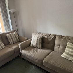 Laryn Khaki Sofa 3 + 2 (2 Piece Set)