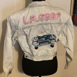 Vintage LA gear denim jacket 1990s with sequence Size Small