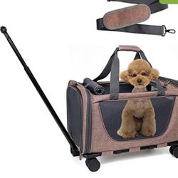 Pet Carrier with Wheels for Cat and Dog