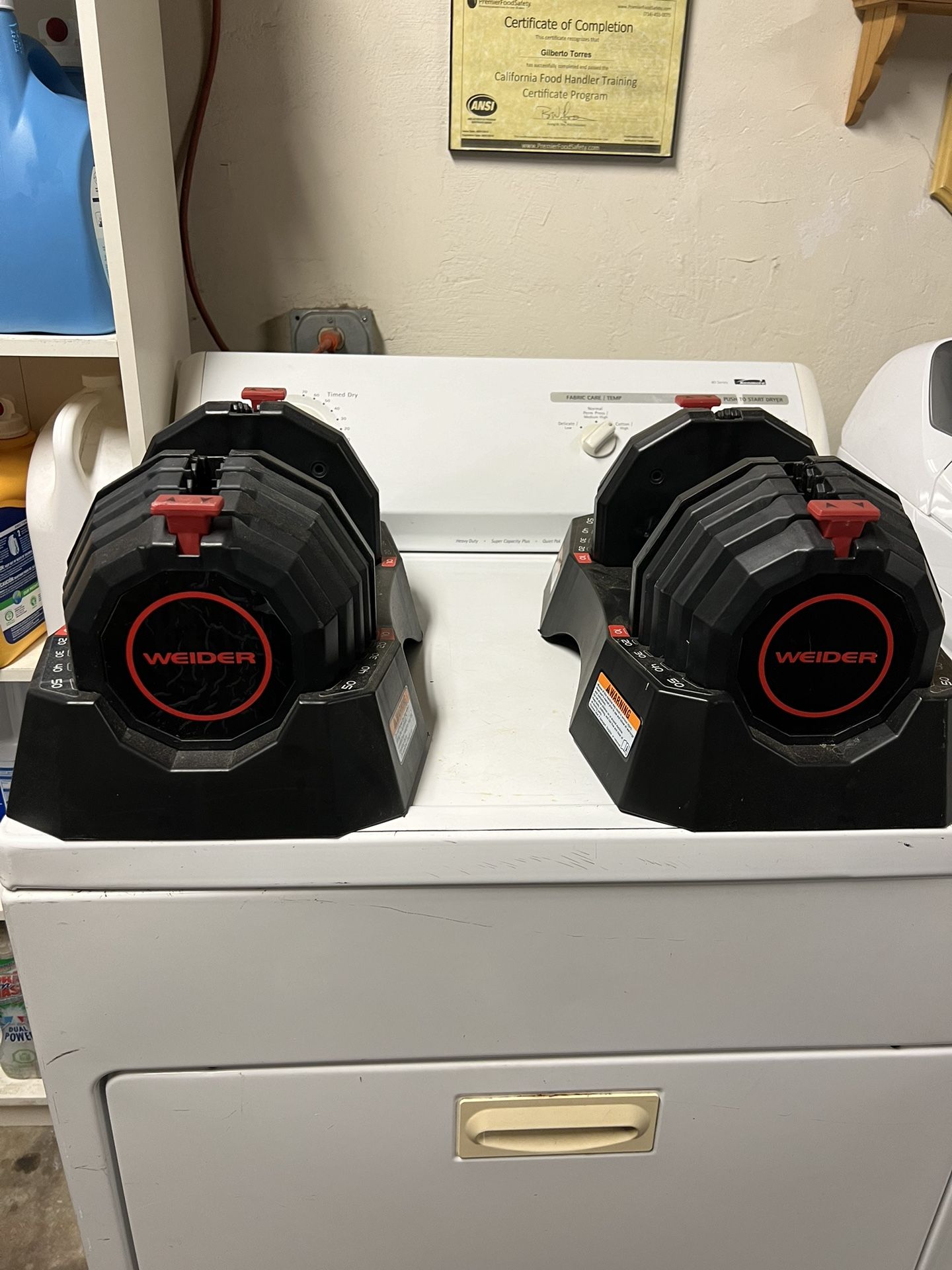 Weider 50 lb Dumbbell Pair Weights Trays Fitness Workout Adjustable Dumbells Set of 2