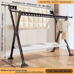 Foldable Freestanding Clothes Drying Rack, Portable and Extendable Clothing Rack with Stable Structure for Hanging Clothes