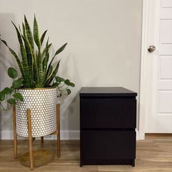 IKEA Malm 2-drawer nightstand in a black-brown finish