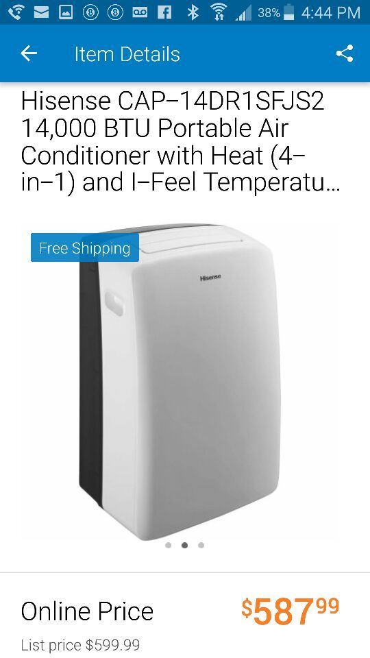 Hisense portable ac unit 14,000 btu