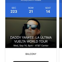 Daddy Yankee (2)tickets September 14