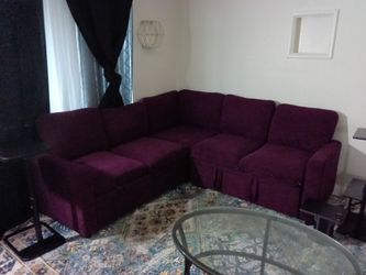 Purple Chenille sectional with futon