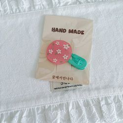 Pink strawberry with flower hair clip