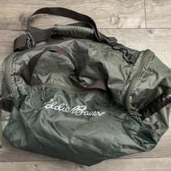 Eddie Bauer Stowaway 40L Duffel Packable Shoulder Strap Gym Bag Green Travel