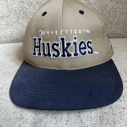 UConn Huskies Baseball Hat in Army Brown and Navy Blue And Adjustable Back