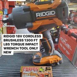 RIDGID 18V CORDLESS BRUSHLESS 1300 FT LBS TORQUE IMPACT WRENCH TOOL ONLY NEW