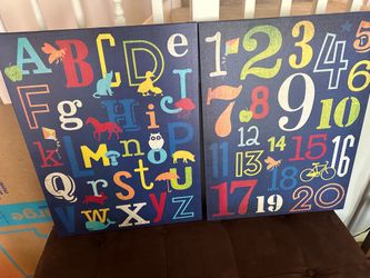 ABC and 123 Canvas Wall Art