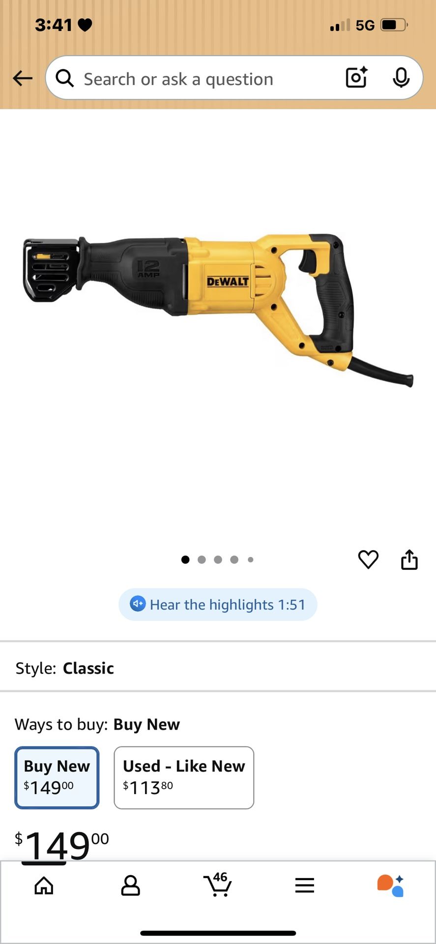 DEWALT Reciprocating Saw, 
