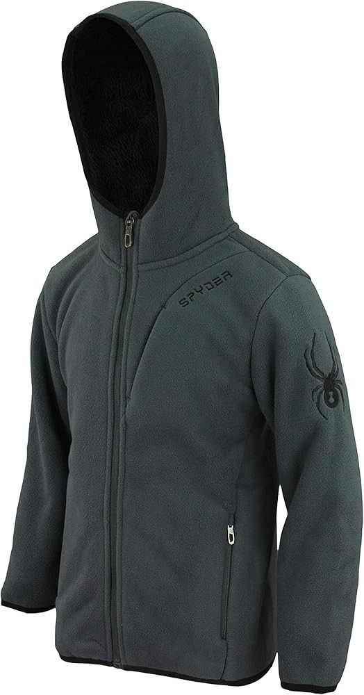 Spyder Boys Sherpa Lined Polar Fleece Hooded Jacket - Ebony Size M New.