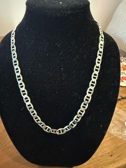 925 sterling silver men’s Concave Mariner chain necklace 24 In length 69.00 grams 10mm