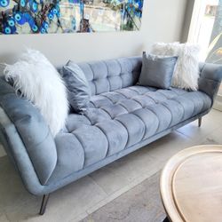 NEW SOFA LIGHT GRAY VELVET 90x38