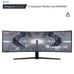 SAMSUNG 49” Odyssey G9 Gaming Monitor, 1000R Curved Screen, QLED, Dual QHD Display, 240Hz, NVIDIA G-SYNC and FreeSync Premium Pro, LC49G95TSSNXZA, Bla