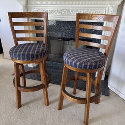 2-Solid Oak Bar Stools