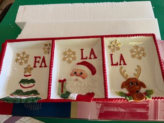 Chrismas FA La La Ceramic 3 seccion serving Tray