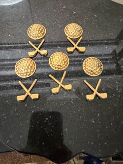 Vintage gold-tone golf-themed brass game