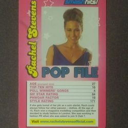 Rachel Stevens S Club 7 Smash Hits! Popstars 3 2005 Top Trumps Specials Card Music Winning Moves Picture Pop File Vintage Game