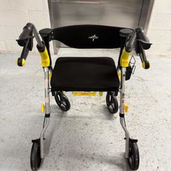 Foldable Walker with Seat – Silver & Yellow – Like New
