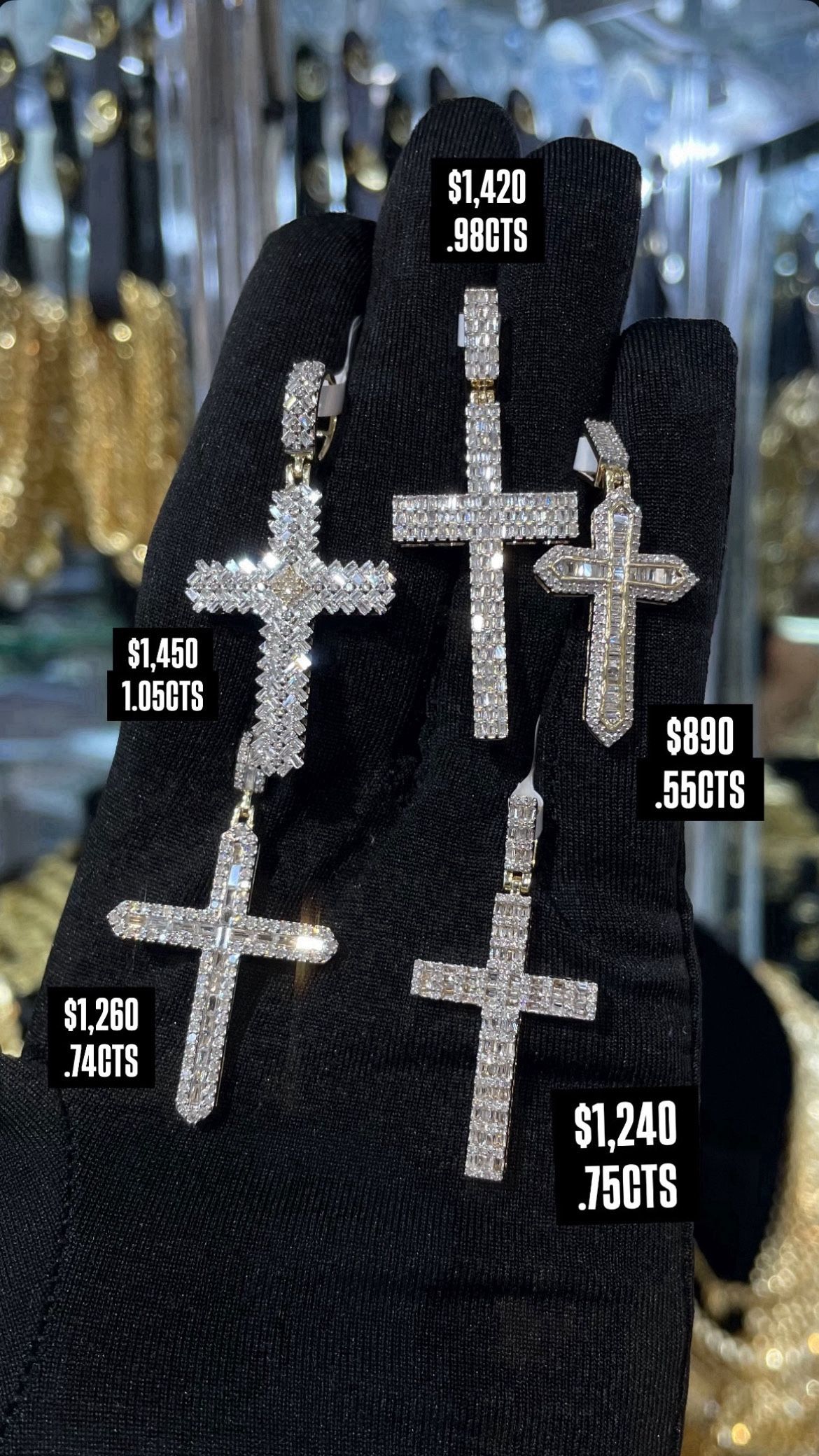 10K .55CT Natural Diamonds Cross Pendant