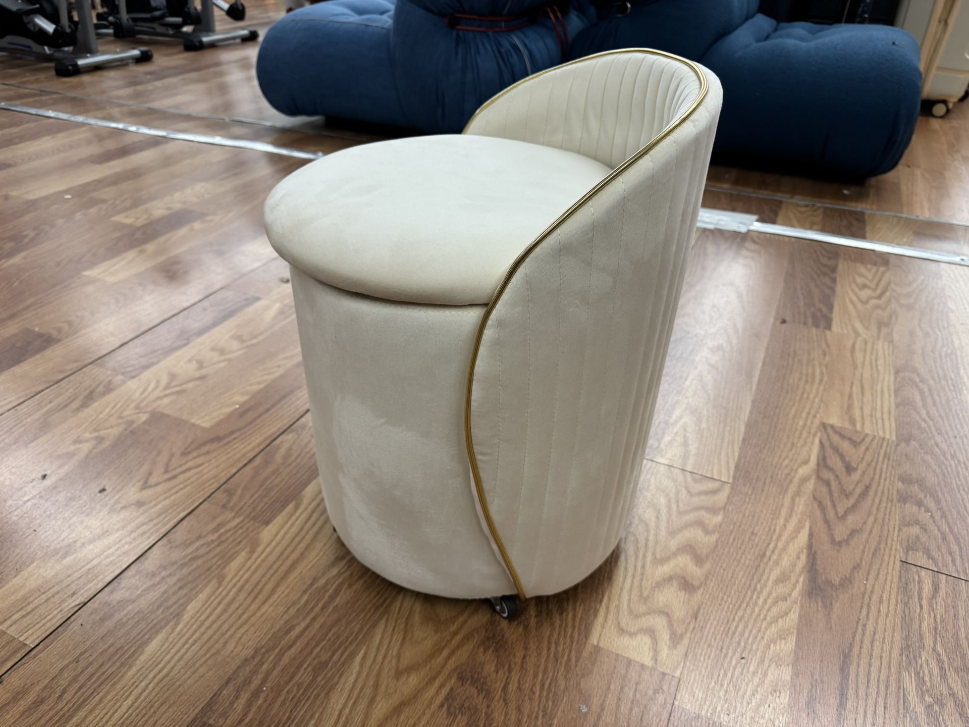 Round Storage Ottoman, Upholstered Velvet