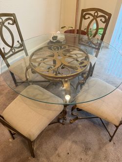 Glass Top Dining Table with Chairs